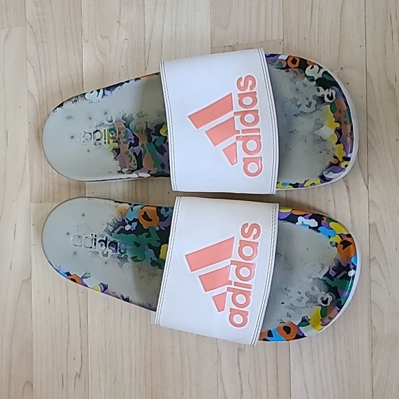 Adidas ADILETTE COMFORT Slides Soft Multi Color Sandals Women's Size 9 - Picture 3 of 6